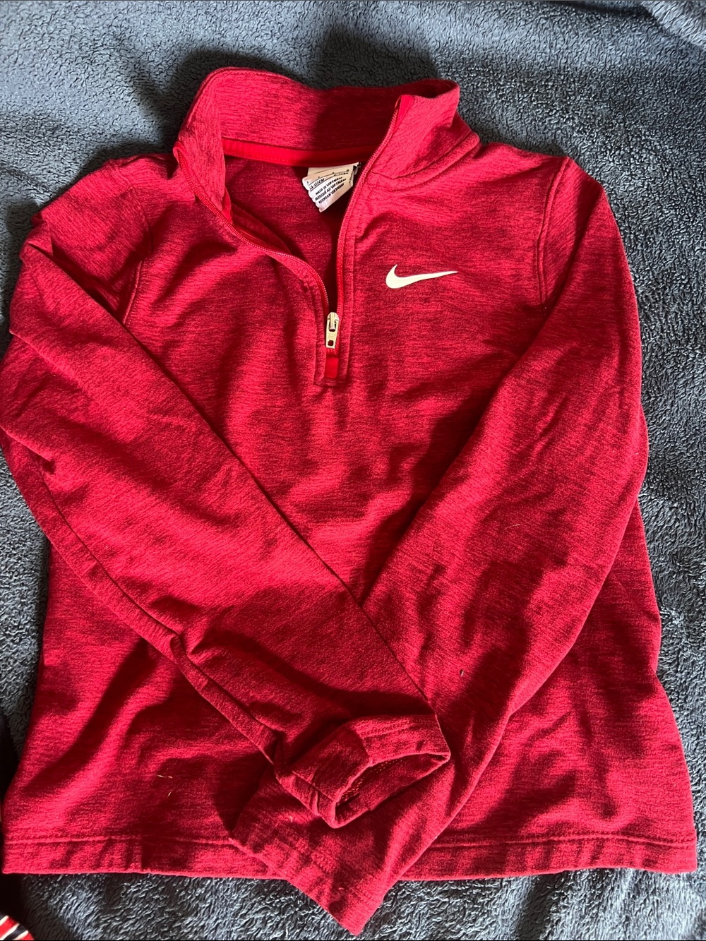 Nike brick Red Heather Half-Zip Pullover with White Swoosh